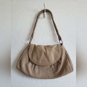 Sigrid Olsen Women Beige Leather Shoulder Hand Bag Satchel